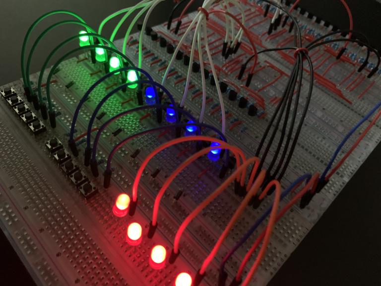 Breadboard computer with LEDs