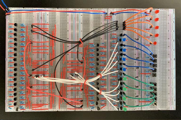Breadboard computer from transistors